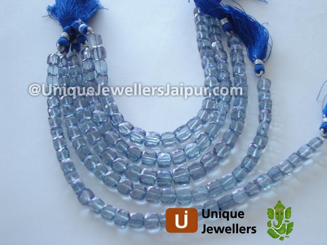 Blue Quartz Faceted Cube Beads